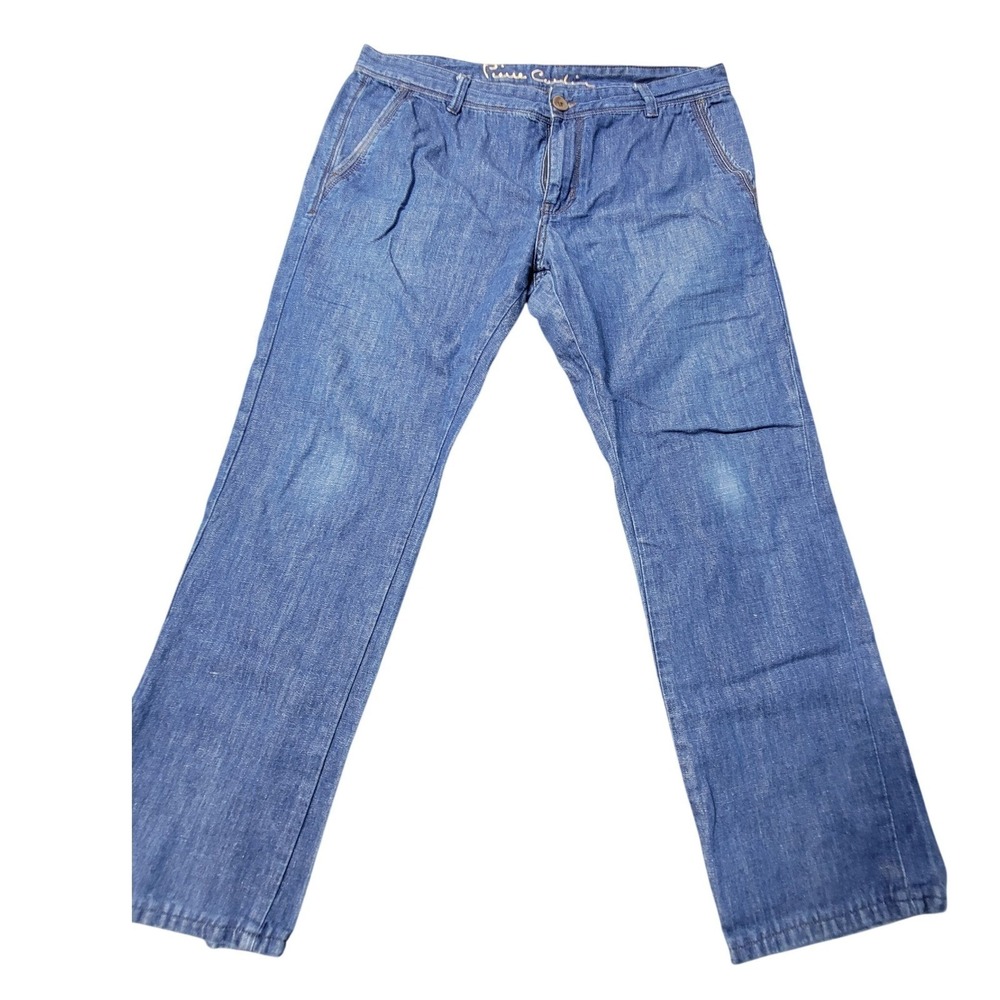 Pierre Cardin Mens Blue Denim Straight Leg Pants Casual Size 36x32